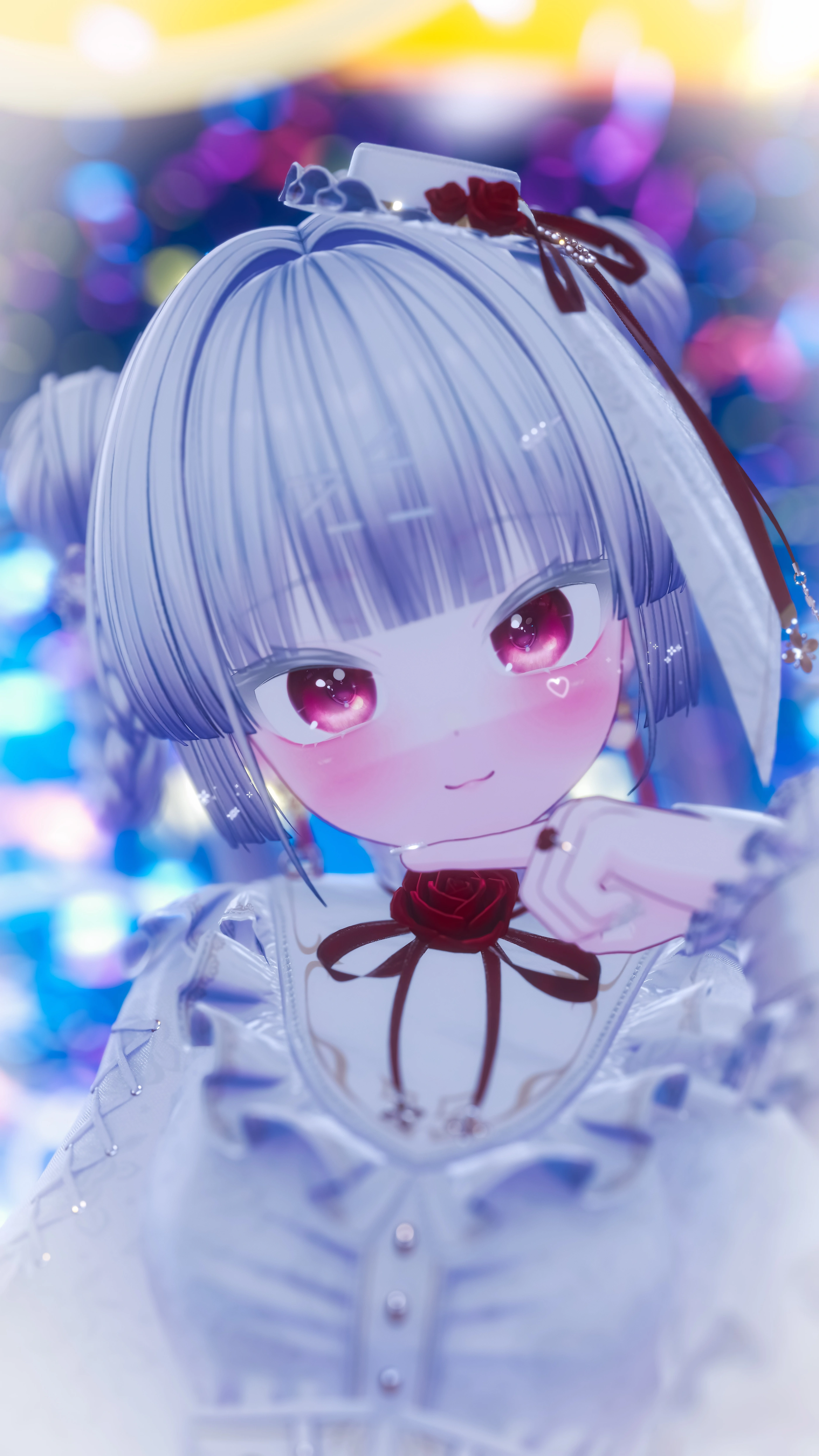 白い薔薇のドレスをまとったぴのてゃのポートレート